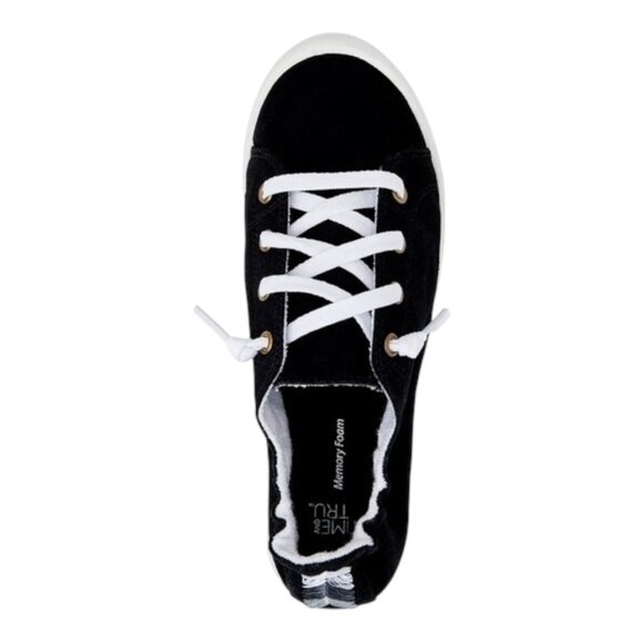4 MEDIUM WIDTH BLACK Time and Tru Women's Scrunch Back Slip-On Sneaker SZ 8.5 - Picture 3 of 4